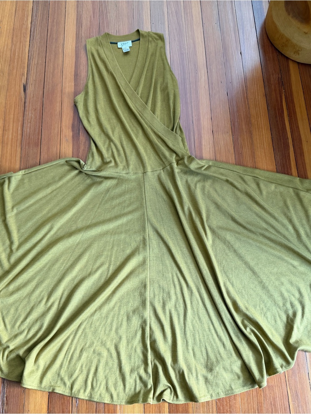 Sleeveless Olive Wrap-Style Dress by Changes